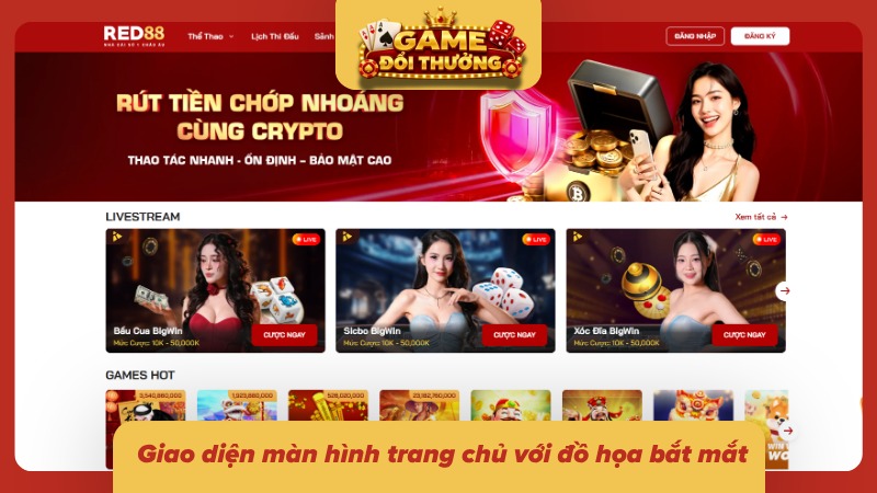 Giao diện màn hình trang chủ với đồ họa bắt mắt