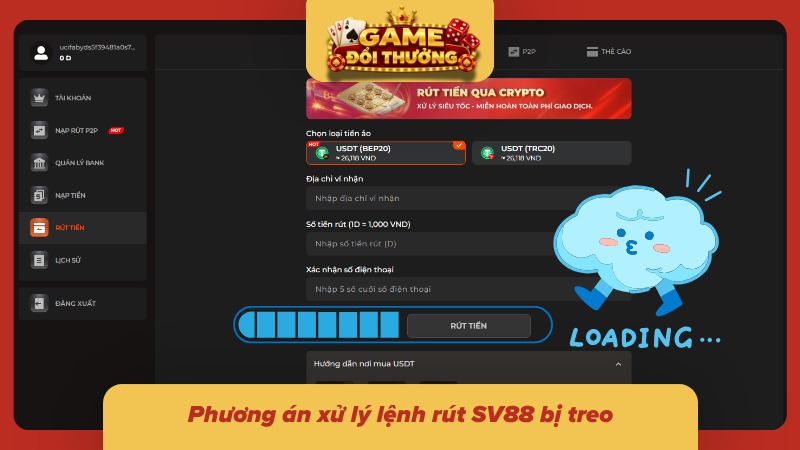Màn hình lịch sử giao dịch nạp rút tiền tài khoản 